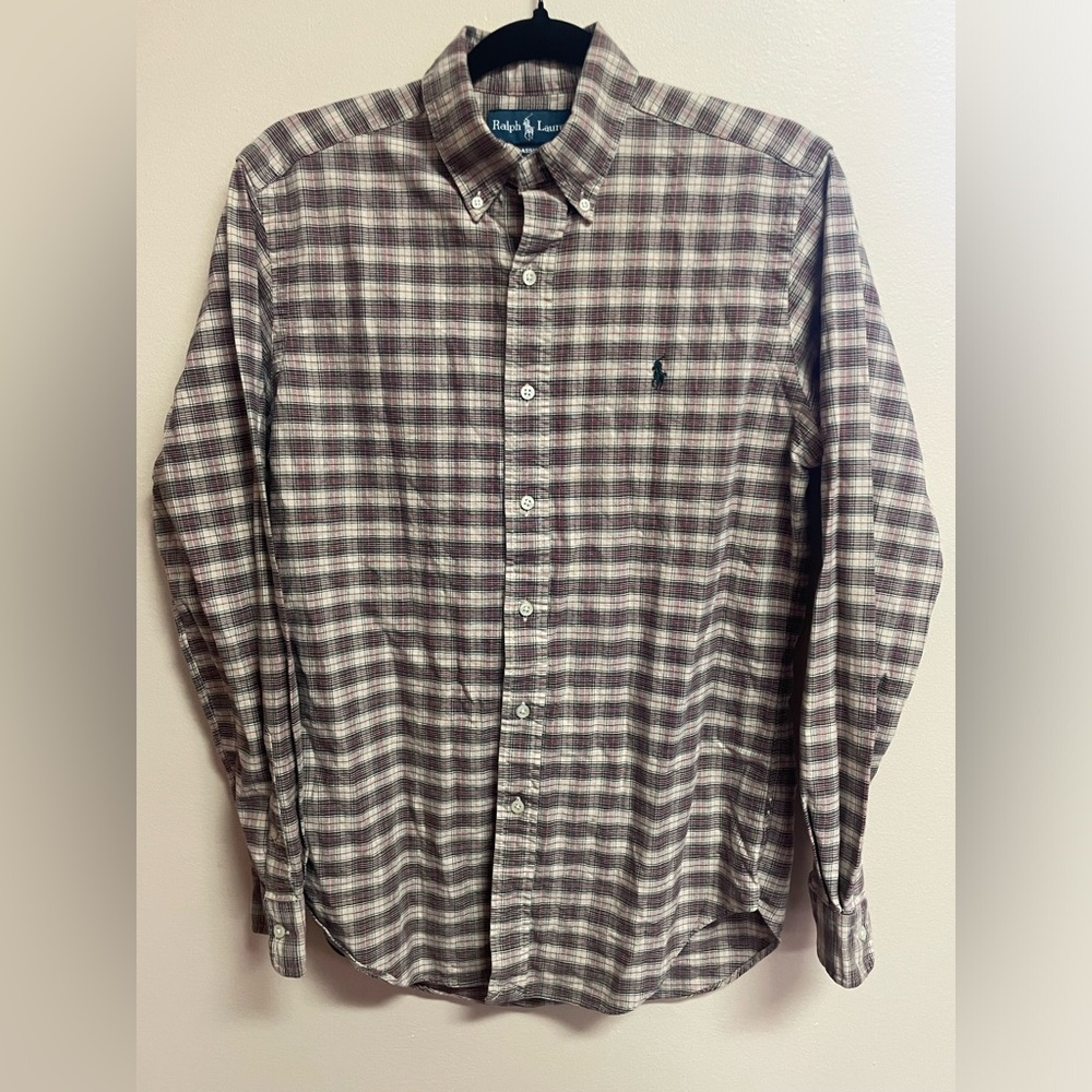 Ralph Lauren Men’s Plaid Multicolor LS BU Shirt Size Small 100% Cotton